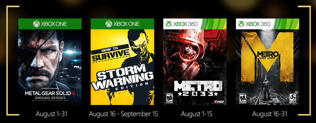 Games with Gold – Ecco i giochi gratuiti su Xbox One e Xbox 360 per il mese di agosto